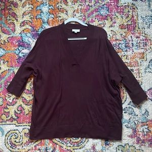 Burgundy Loft Sweater - 3/4 Length Sleeves